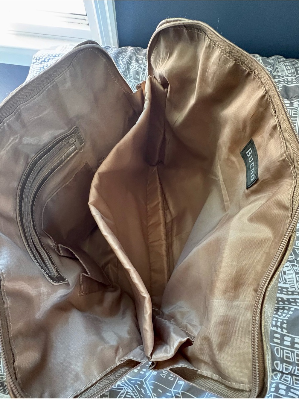 Bueno Vintage Gold Shoulder Tote Bag – Faux Leather Boho Satchel - Picture 11 of 12